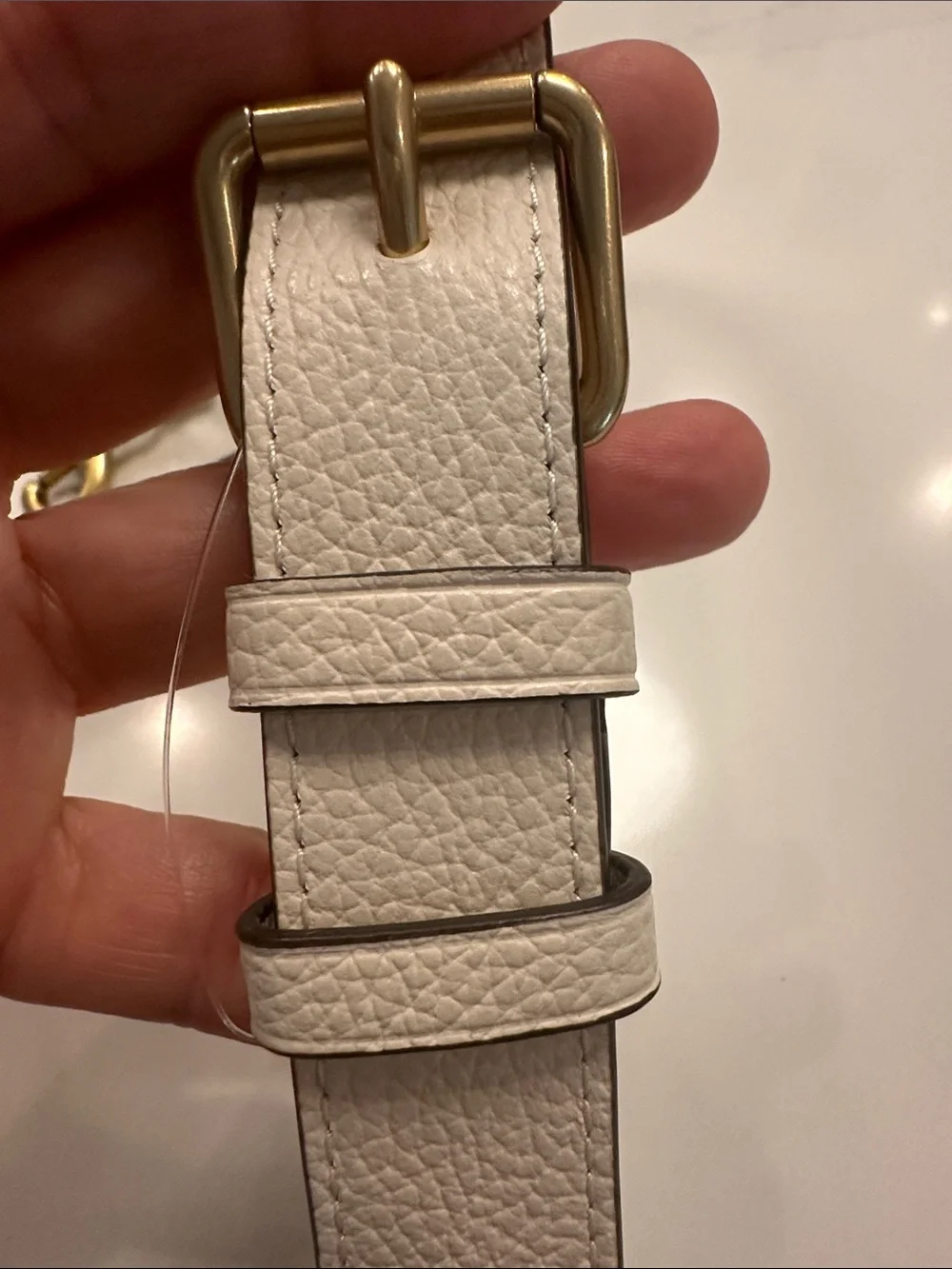 NWOT-Coach Leather Crossbody Replacement Strap in Off-White & Antique Brass